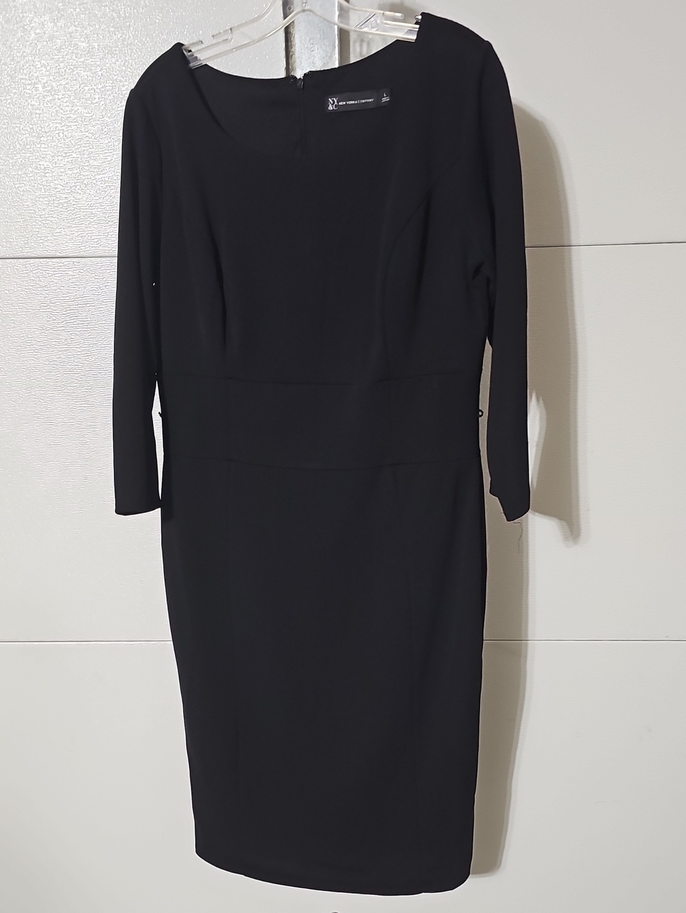 New York & Company Black 3/4-Sleeve Sheath Dress